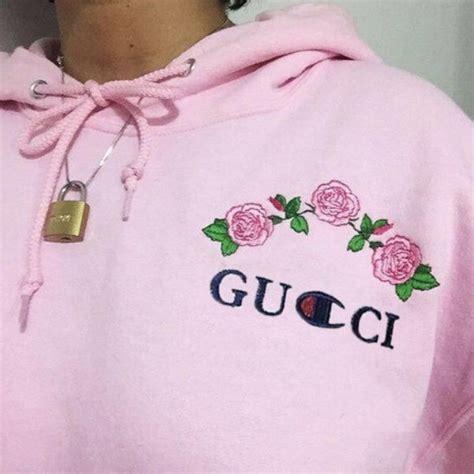 rose gucci champion hoodie